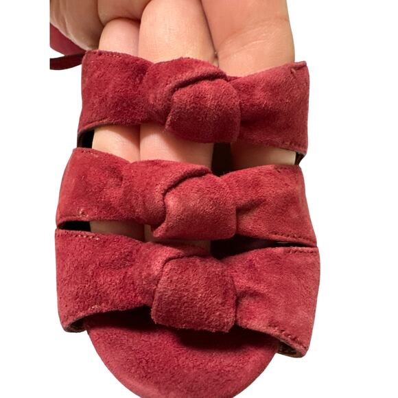 Aquazzura Mira Red Suede Platform Heels IT 37.5 US 7.5 Block Slingback Sandals - Picture 15 of 15